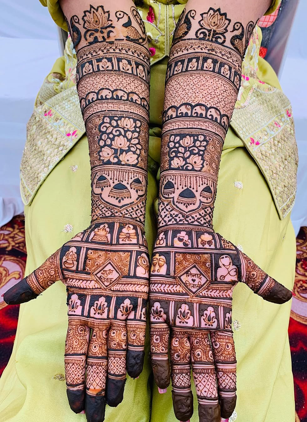 bridal mehndi with squares