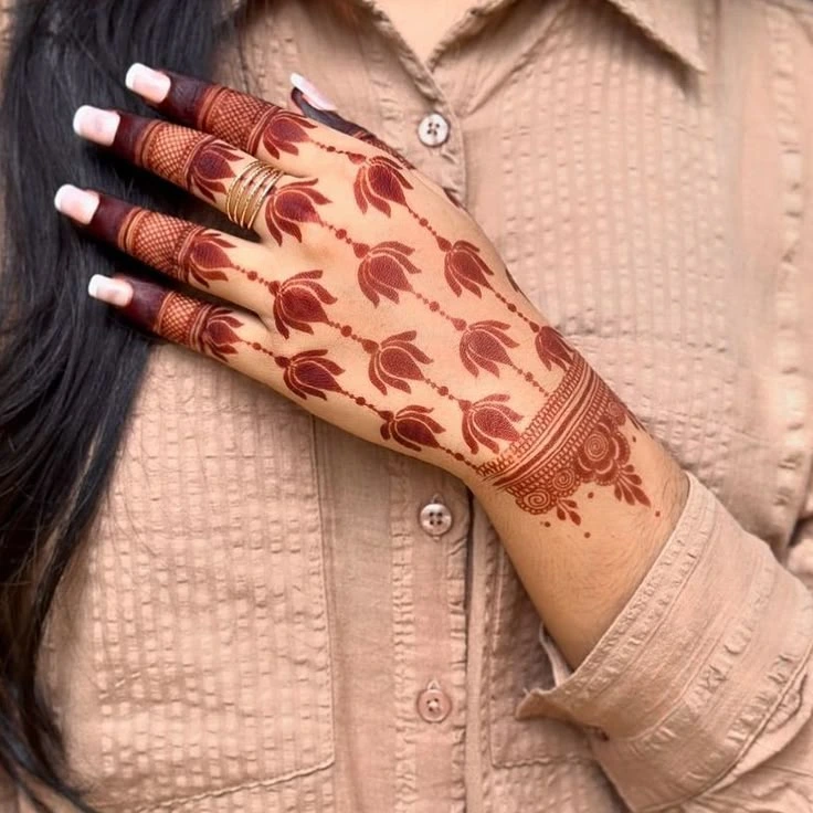 elegant backhand lotus mehndi